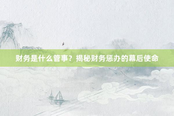 财务是什么管事？揭秘财务惩办的幕后使命