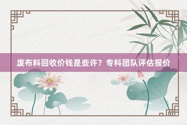 废布料回收价钱是些许？专科团队评估报价